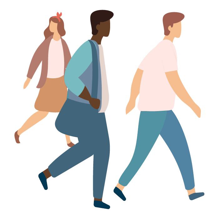 Illustration of three people walking