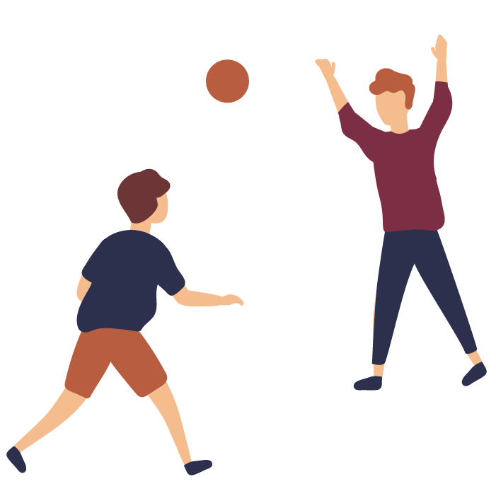 Illustration of two children throwing a ball to one another