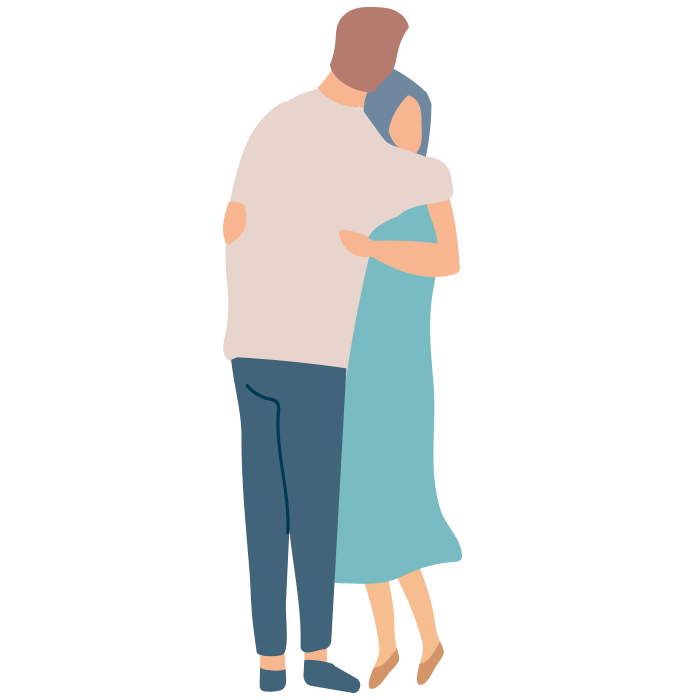 Illustration of man and woman hugging